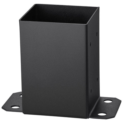 101.6x101.6mm Post Base 4 Pcs, Inner Size 91x91 Post Base Brackets, Heavy Duty Powder-Coated Post Anchor Matte Black Wood Post Brackets for Pavilion Deck Railing Support Deck Base Plate.