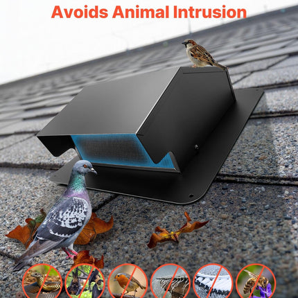 149 mm Hooded Wall Vent Cover SPCC Steel Roof Exhaust 1 Pack Black.