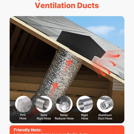 149 mm Hooded Wall Vent Cover SPCC Steel Roof Exhaust 1 Pack Black.