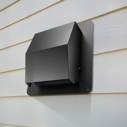 149 mm Hooded Wall Vent Cover SPCC Steel Roof Exhaust 1 Pack Black.