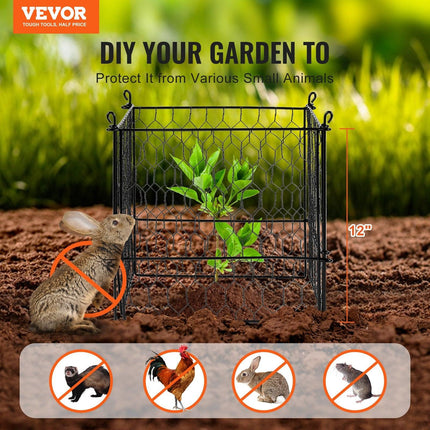 4 Pack Plant Protector from Animals, 13.4'' x 13.4'' Chicken Wire Plant Protector, Plant Cages for Outdoor Plants, Flowers & Vegetables, Keeps Bunny Chicken Squirrels Out, 16pcs Metal Mesh.