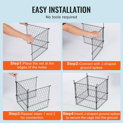 4 Pack Plant Protector from Animals, 13.4'' x 13.4'' Chicken Wire Plant Protector, Plant Cages for Outdoor Plants, Flowers & Vegetables, Keeps Bunny Chicken Squirrels Out, 16pcs Metal Mesh.