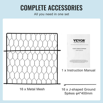 4 Pack Plant Protector from Animals, 13.4'' x 13.4'' Chicken Wire Plant Protector, Plant Cages for Outdoor Plants, Flowers & Vegetables, Keeps Bunny Chicken Squirrels Out, 16pcs Metal Mesh.