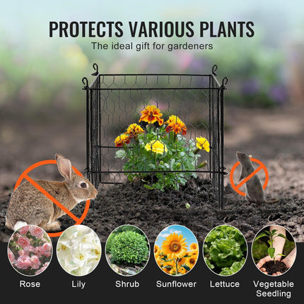 4 Pack Plant Protector from Animals, 13.4'' x 13.4'' Chicken Wire Plant Protector, Plant Cages for Outdoor Plants, Flowers & Vegetables, Keeps Bunny Chicken Squirrels Out, 16pcs Metal Mesh.