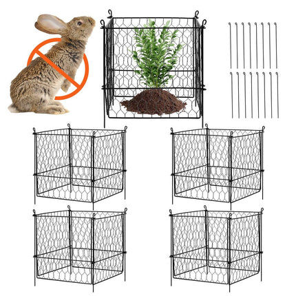 4 Pack Plant Protector from Animals, 13.4'' x 13.4'' Chicken Wire Plant Protector, Plant Cages for Outdoor Plants, Flowers & Vegetables, Keeps Bunny Chicken Squirrels Out, 16pcs Metal Mesh.