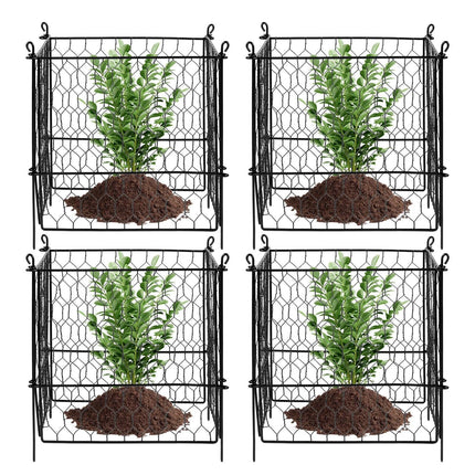 4 Pack Plant Protector from Animals, 13.4'' x 13.4'' Chicken Wire Plant Protector, Plant Cages for Outdoor Plants, Flowers & Vegetables, Keeps Bunny Chicken Squirrels Out, 16pcs Metal Mesh.