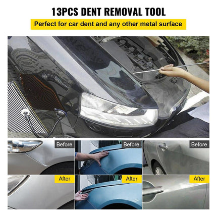 Rods Dent Puller Stainless Steel Paintless Repair Kits Hail Removal 13 PCS.