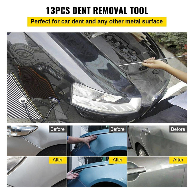 Rods Dent Puller Stainless Steel Paintless Repair Kits Hail Removal 13 PCS.