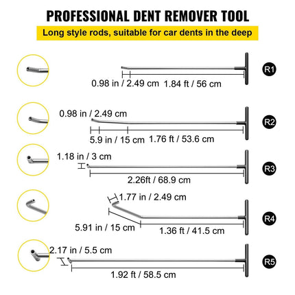 Rods Dent Puller Stainless Steel Paintless Repair Kits Hail Removal 13 PCS.