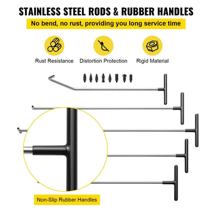 Rods Dent Puller Stainless Steel Paintless Repair Kits Hail Removal 13 PCS.