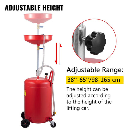 VEVOR Waste Oil Drain Tank Portable Oil Drain 20 Gallon Air Operated Drainer.