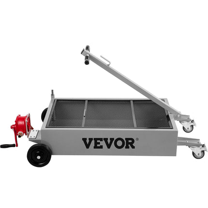 Low Profile Oil Drain Pan Truck Drain Pan 57 L with Pump Hose Casters.