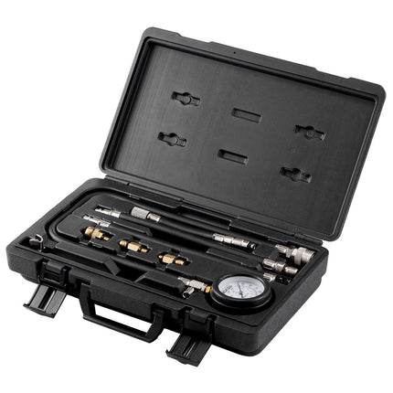 Compression Tester Adapter Kit, 9 Pcs Automotive Engine Cylinder Leak Down Compression Test, Accurate Dual Scale Pressure Gauge 0-300 psi, with Long Reach Hoses and Case for Engine Cylinders.