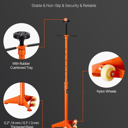 Underhoist Support Stand, 3/4 Ton Capacity Under Hoist Jack Stand, Lifting from 38.4 to 75.4 in, Bearing Mounted Spin Handle, Self-Locking Threaded Screw, Two Wheels, Support Vehicle Components.