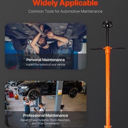 Underhoist Support Stand, 3/4 Ton Capacity Under Hoist Jack Stand, Lifting from 38.4 to 75.4 in, Bearing Mounted Spin Handle, Self-Locking Threaded Screw, Two Wheels, Support Vehicle Components.