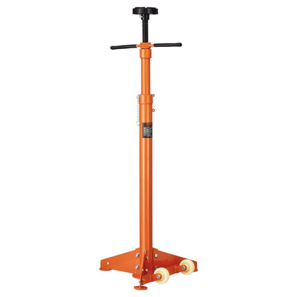 Underhoist Support Stand, 3/4 Ton Capacity Under Hoist Jack Stand, Lifting from 38.4 to 75.4 in, Bearing Mounted Spin Handle, Self-Locking Threaded Screw, Two Wheels, Support Vehicle Components.