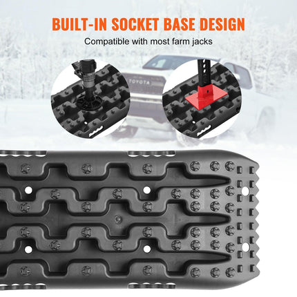 2PCS Traction Boards with PP for Mud Snow Sand Storage Bag Short Black.