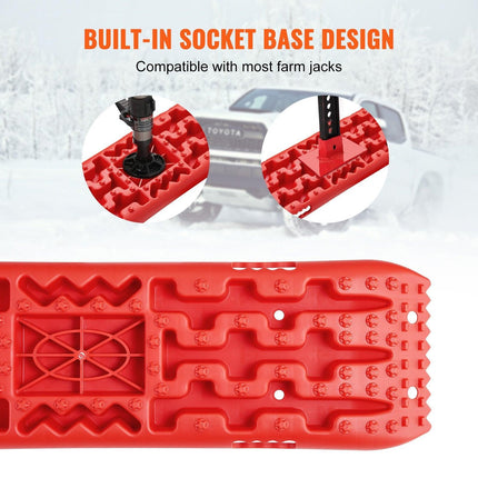 2PCS Traction Boards with PP for Mud Snow Sand Storage Bag Long Red.