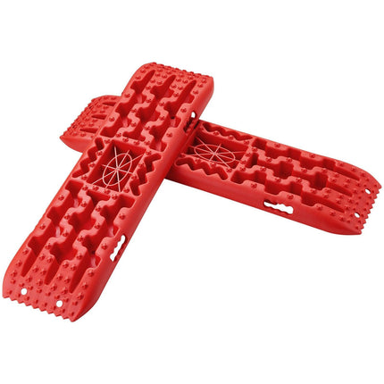 2PCS Traction Boards with PP for Mud Snow Sand Storage Bag Long Red.