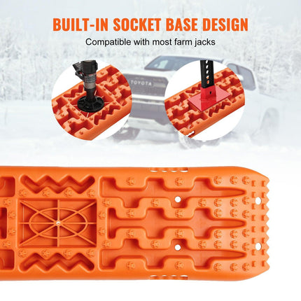 10 TON Traction Boards with PP Material, Recovery Boards for Off-road Vehicles/Cars/Pickups/SUVs/RVs, Pair Tire Traction Mats on Snow, Sand, Mud and Loose Terrain, Storage Bag, Long, Orange.
