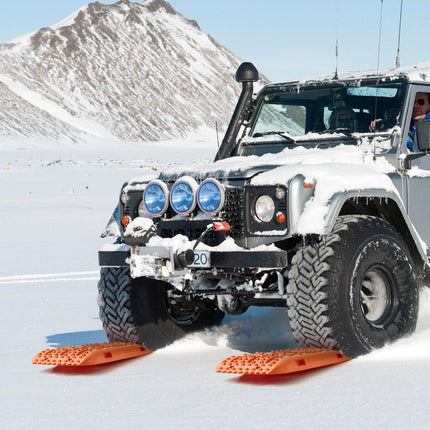 10 TON Traction Boards with PP Material, Recovery Boards for Off-road Vehicles/Cars/Pickups/SUVs/RVs, Pair Tire Traction Mats on Snow, Sand, Mud and Loose Terrain, Storage Bag, Long, Orange.
