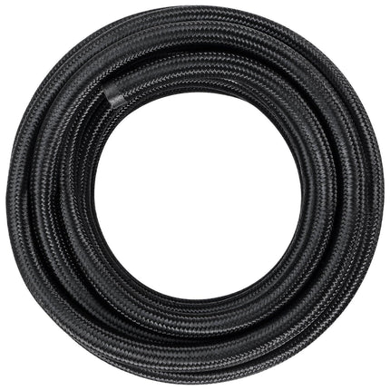8AN Fuel Line Kit, 6.1 m Fuel Hose Kit, 1.0 cm Nylon Stainless Steel Braided Fuel Line Oil/Gas/Diesel Hose End Fitting Kit, with 12 PCS Swivel Fitting Adapter Kit, Black.