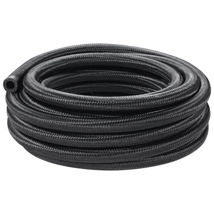 8AN Fuel Line Kit, 6.1 m Fuel Hose Kit, 1.0 cm Nylon Stainless Steel Braided Fuel Line Oil/Gas/Diesel Hose End Fitting Kit, with 12 PCS Swivel Fitting Adapter Kit, Black.