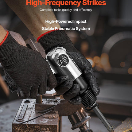 Air Hammer, 4500BPM Pneumatic Hammer with 40mm Stroke & 4PCS Chisels Round Shank, Lightweight & Compact Air Chisel Pneumatic Shovel Tool for Cutting Punching Scraping.