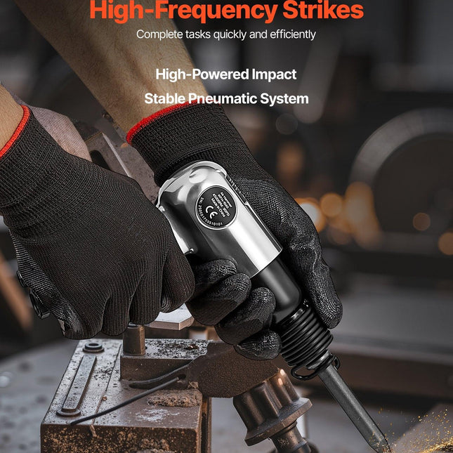 Air Hammer, 4500BPM Pneumatic Hammer with 40mm Stroke & 4PCS Chisels Round Shank, Lightweight & Compact Air Chisel Pneumatic Shovel Tool for Cutting Punching Scraping.