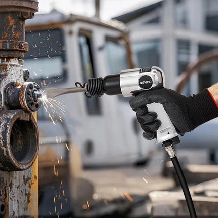 Air Hammer, 4500BPM Pneumatic Hammer with 40mm Stroke & 4PCS Chisels Round Shank, Lightweight & Compact Air Chisel Pneumatic Shovel Tool for Cutting Punching Scraping.