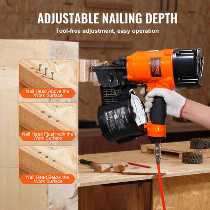 CN83N Coil Siding Nailer 50mm to 83mm 15 Degree Pneumatic Nail Gun.