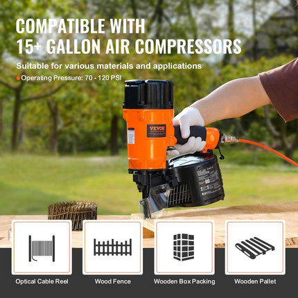 CN83N Coil Siding Nailer 50mm to 83mm 15 Degree Pneumatic Nail Gun.