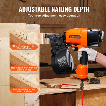MCN90 Coil Framing Nailer 45mm to 90mm 15 Degree Pneumatic Nail Gun.