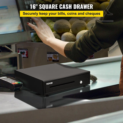 Cash Register Drawer, 16" 12 V, for POS System with 5 Bill 6 Coin Cash Tray, Removable Coin Compartment & 2 Keys Included, RJ11/RJ12 Cable for Supermarket, Bar, Coffee Shop, Restaurant.