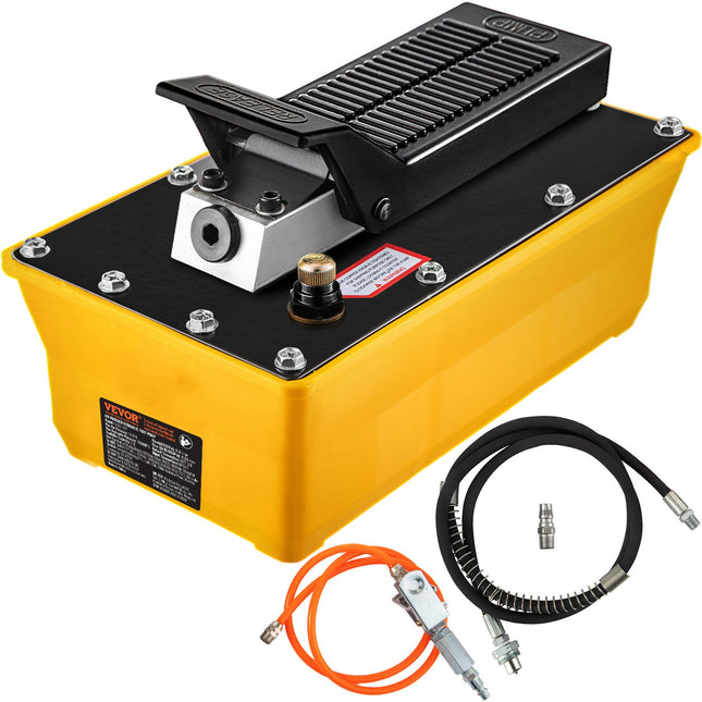 Air Hydraulic Pump, 10,000 PSI Hydraulic Foot Pump, 0.6 Gal Reservoir Foot Operated Air/Hydraulic Pump, with Hose and Spray Gun for Heavy Machinery Rigging, Auto Repair, Auto Body Frame Machines.