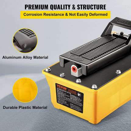 Air Hydraulic Pump, 10,000 PSI Hydraulic Foot Pump, 0.6 Gal Reservoir Foot Operated Air/Hydraulic Pump, with Hose and Spray Gun for Heavy Machinery Rigging, Auto Repair, Auto Body Frame Machines.