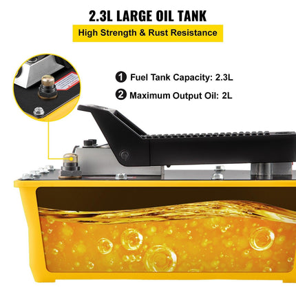 Air Hydraulic Pump, 10,000 PSI Hydraulic Foot Pump, 0.6 Gal Reservoir Foot Operated Air/Hydraulic Pump, with Hose and Spray Gun for Heavy Machinery Rigging, Auto Repair, Auto Body Frame Machines.