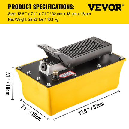 Air Hydraulic Pump, 10,000 PSI Hydraulic Foot Pump, 0.6 Gal Reservoir Foot Operated Air/Hydraulic Pump, with Hose and Spray Gun for Heavy Machinery Rigging, Auto Repair, Auto Body Frame Machines.