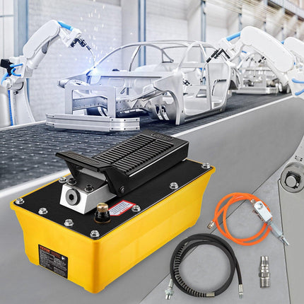 Air Hydraulic Pump, 10,000 PSI Hydraulic Foot Pump, 0.6 Gal Reservoir Foot Operated Air/Hydraulic Pump, with Hose and Spray Gun for Heavy Machinery Rigging, Auto Repair, Auto Body Frame Machines.