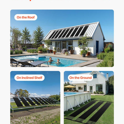 Solar Pool Heater 1235 x 3100mm Aboveground & Inground Pool Heating System.