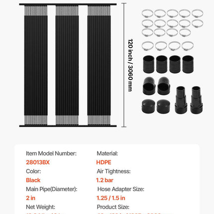 Solar Pool Heater 1235 x 3100mm Aboveground & Inground Pool Heating System.