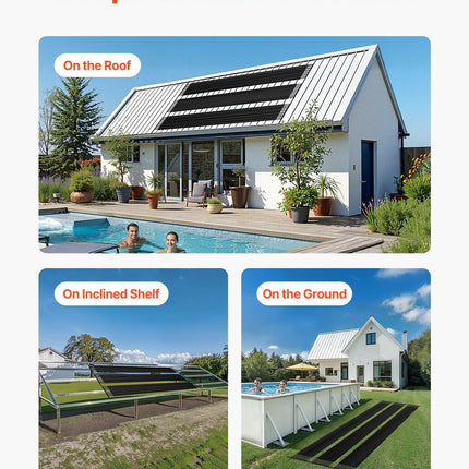 Solar Pool Heater 1235 x 7340mm Aboveground & Inground Pool Heating System.