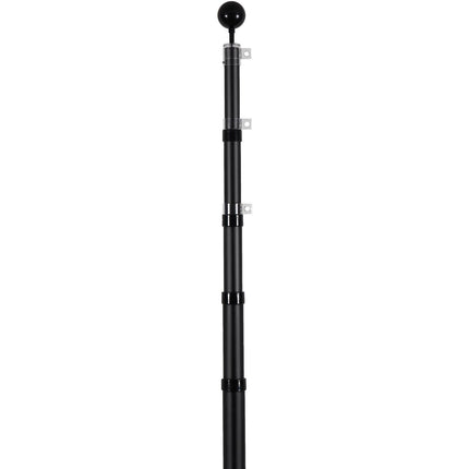 25FT Telescopic Flagpole Kit, Heavy Duty Aluminum Alloy Flag Pole Kit in Ground for Outside, 3 Display Modes Flagpole with Professional Accessories, Black.