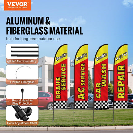 Auto Repair Advertising Feather Flag Kit Swooper Flags and Poles 16.3 FT.