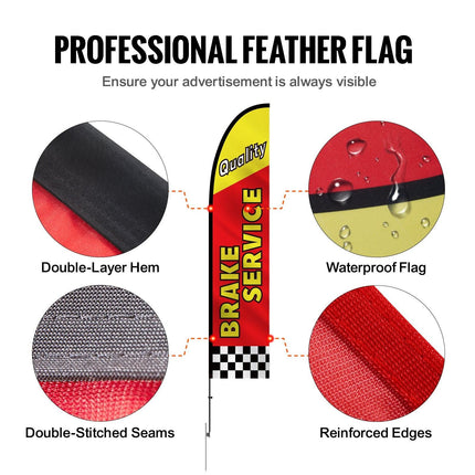 Auto Repair Advertising Feather Flag Kit Swooper Flags and Poles 16.3 FT.