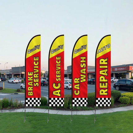 Auto Repair Advertising Feather Flag Kit Swooper Flags and Poles 16.3 FT.