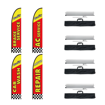 Auto Repair Advertising Feather Flag Kit Swooper Flags and Poles 16.3 FT.