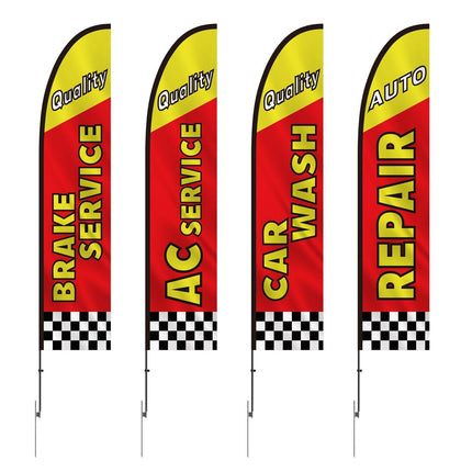 Auto Repair Advertising Feather Flag Kit Swooper Flags and Poles 16.3 FT.