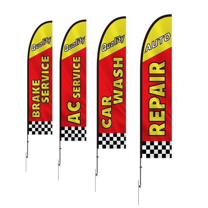 Auto Repair Advertising Feather Flag Kit Swooper Flags and Poles 16.3 FT.