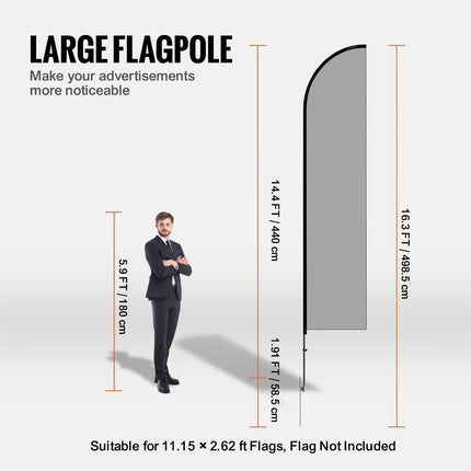 Feather Flag Pole Kit 2 Packs Swooper Flag Pole 16.3 ft with Ground Stakes.
